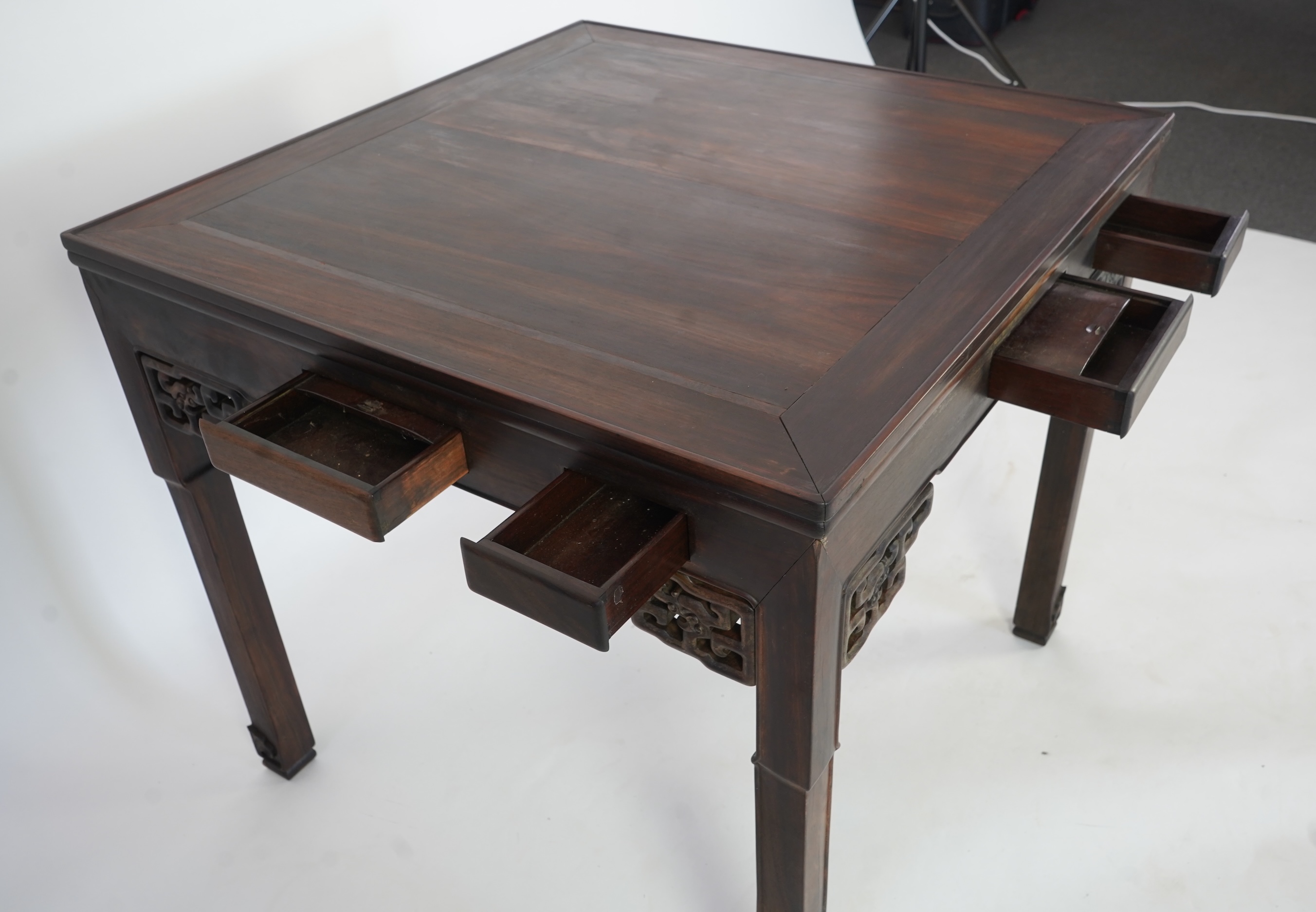 A Chinese hongmu square mahjong table, early 20th century
